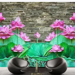 large 3d stereo mural lotus relief wallpapers for living room wall paper decorative ktv hote cafe free global shipping