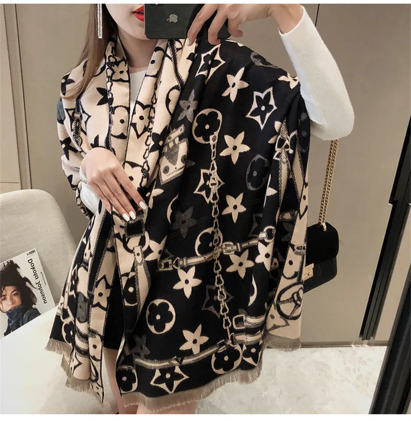 

Роскошный брендовый шарф 2021 Модный зимний шарф женский кашемировый двусторонний теплый шарф пашмины толстые мягкие шали 180*65