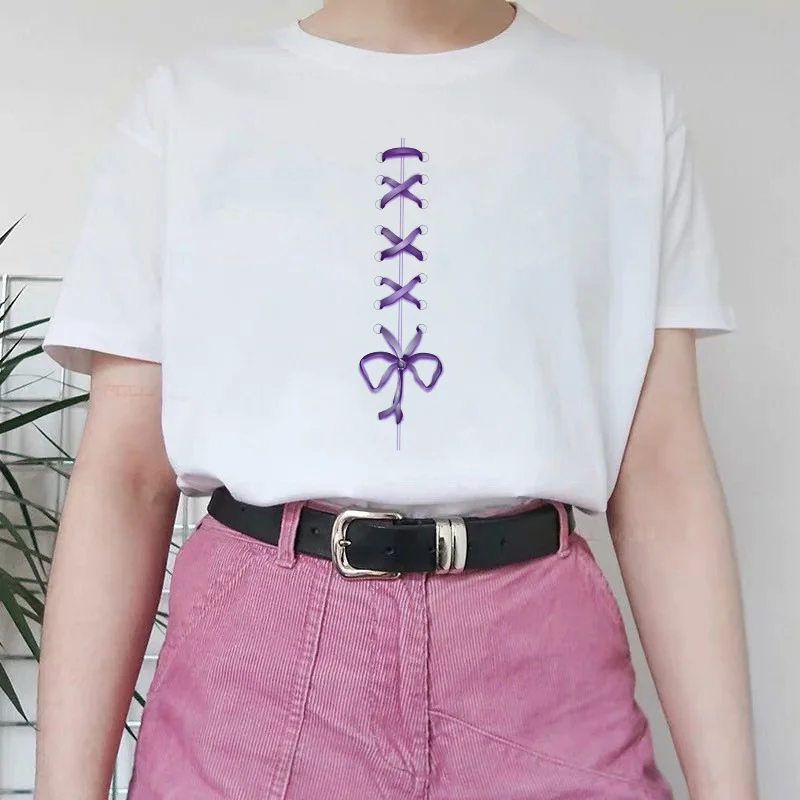 

Women Basic O-neck Graphic T Shirt Stylish T Shirts Kawaii Tops 90s Ladies Fashion White Tee Female Top White T-shirt