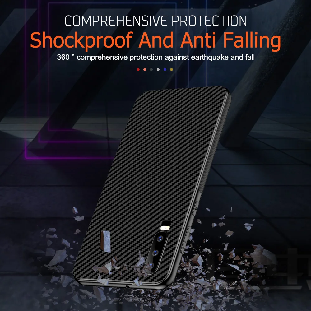 Чехол из углеродного волокна для huawei P20 P30 Lite Pro mate 20 30 Lite Honor Play Y9 Мягкий силиконовый чехол для телефона Ультратонкий черный