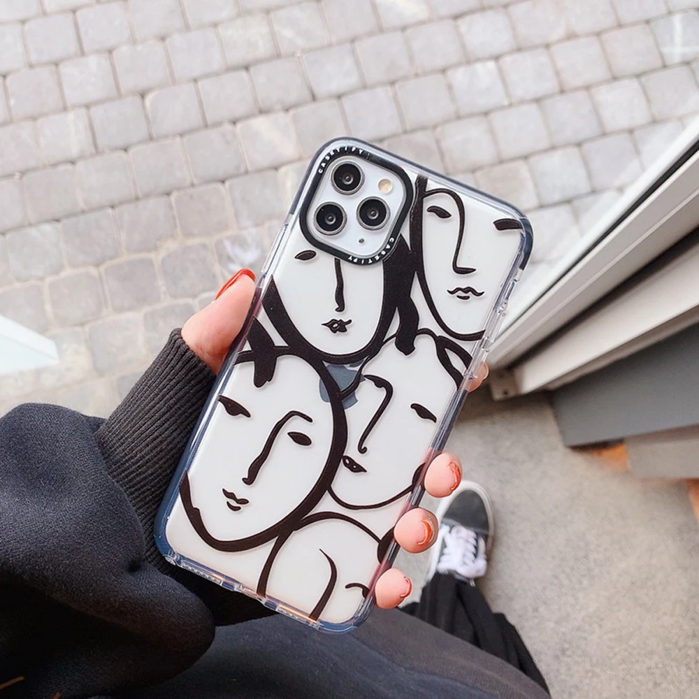 

Прозрачный чехол с абстрактным принтом для iPhone 11 12 Pro Max 12 Mini 7 8 Plus, противоударный защитный чехол-накладка для iPhone 11 12 Pro