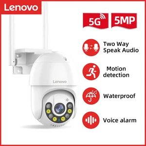 lenovo 5mp ptz ip camera wifi outdoor ai human detection audio wireless security cctv camera p2p 4x digital zoom wifi camera free global shipping