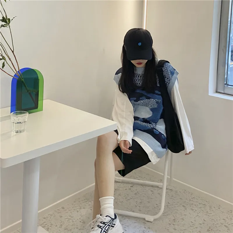 

Fashion 2 Piece Sets Women Knit Vest + White Shirt Outfits for Women Fashion Women Clothing Matching Sets Casual Vest Top Suits