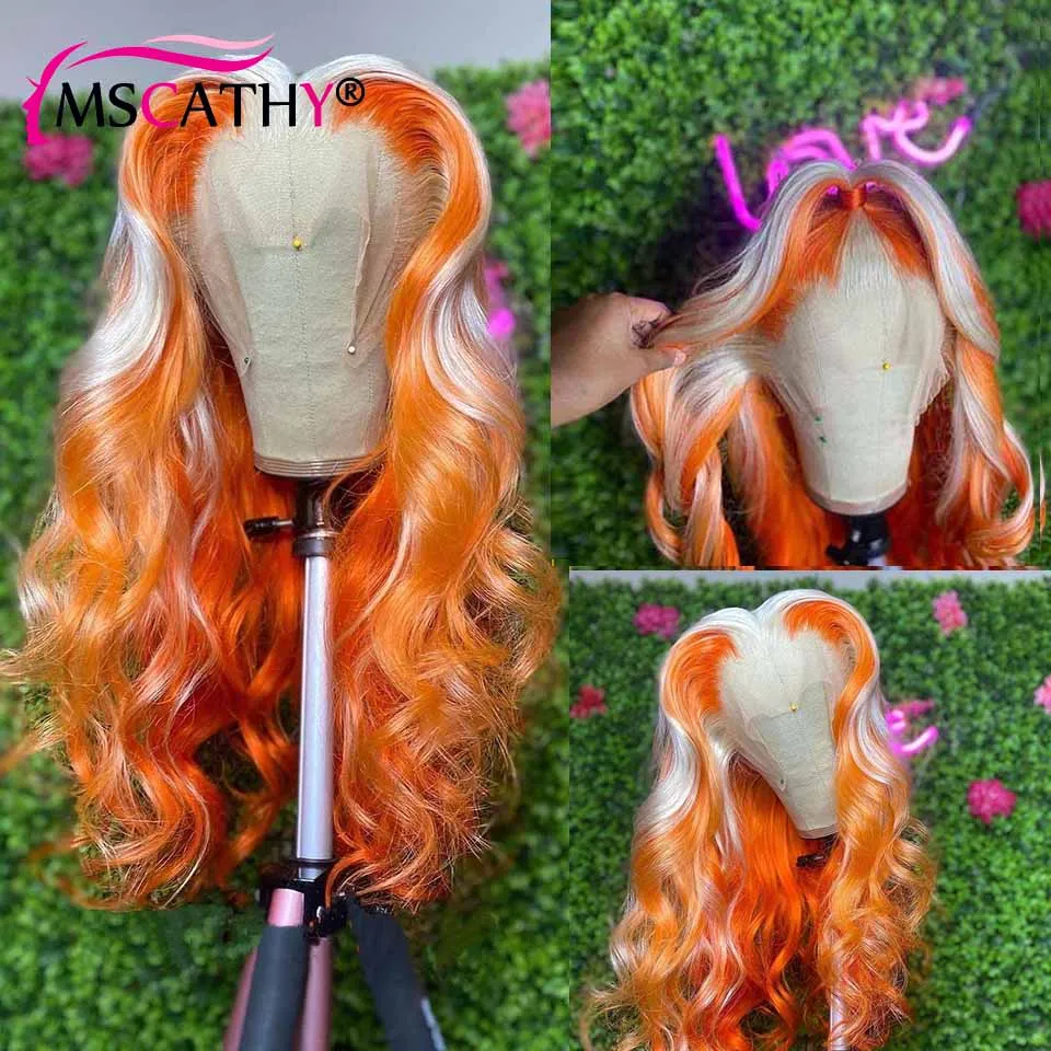 

Body Wave Lace Front Wigs 613# Orange Ginger Highlght Colored HD Lace Frontal Wig Natural Hairline Wigs For Women Human Hair Bob
