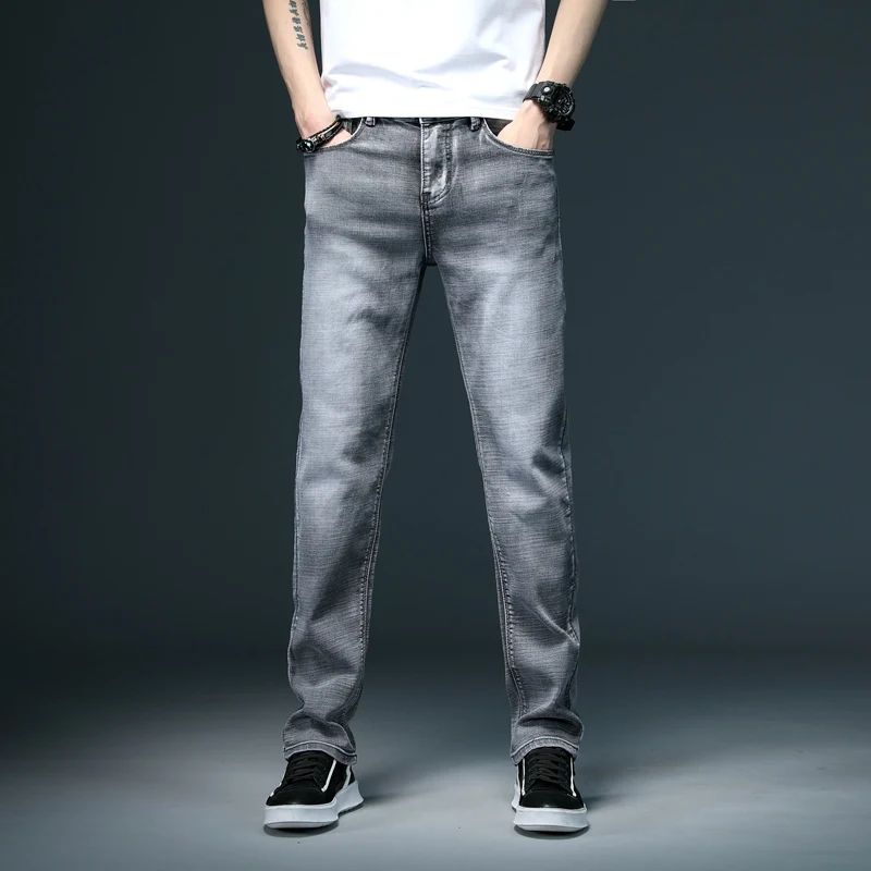 

Springn New Straight Men Jeans Casual Elasticity Cotton Comfortable Simple Classic Version Business Male Denim Trousers
