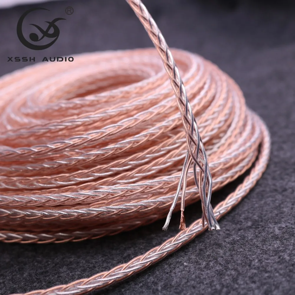 

XSSH Audio YIVO DIY OCC 7n Copper Silver OFC copper Silver plated conductor headphone Earphone 3.8mm 4.5mm Bulk Audio cable Cord