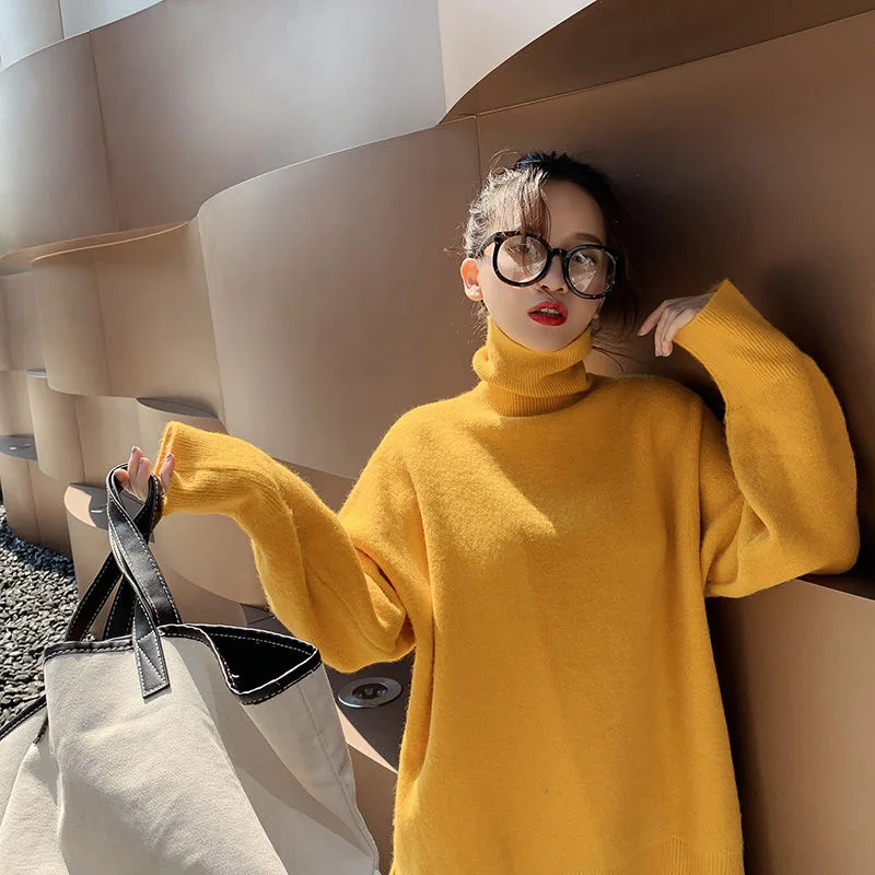 

ZHUISHU Women's Turtleneck 2020 Sweaters Thick Warm Pullover Cashmere Jumper Soft Knitwear Sweater Korean Women Winter