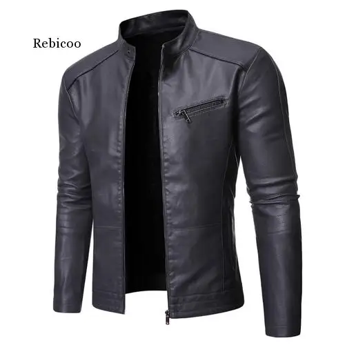 Кожаные куртки для мужчин Осень-зима мужское мотоциклетное пальто с