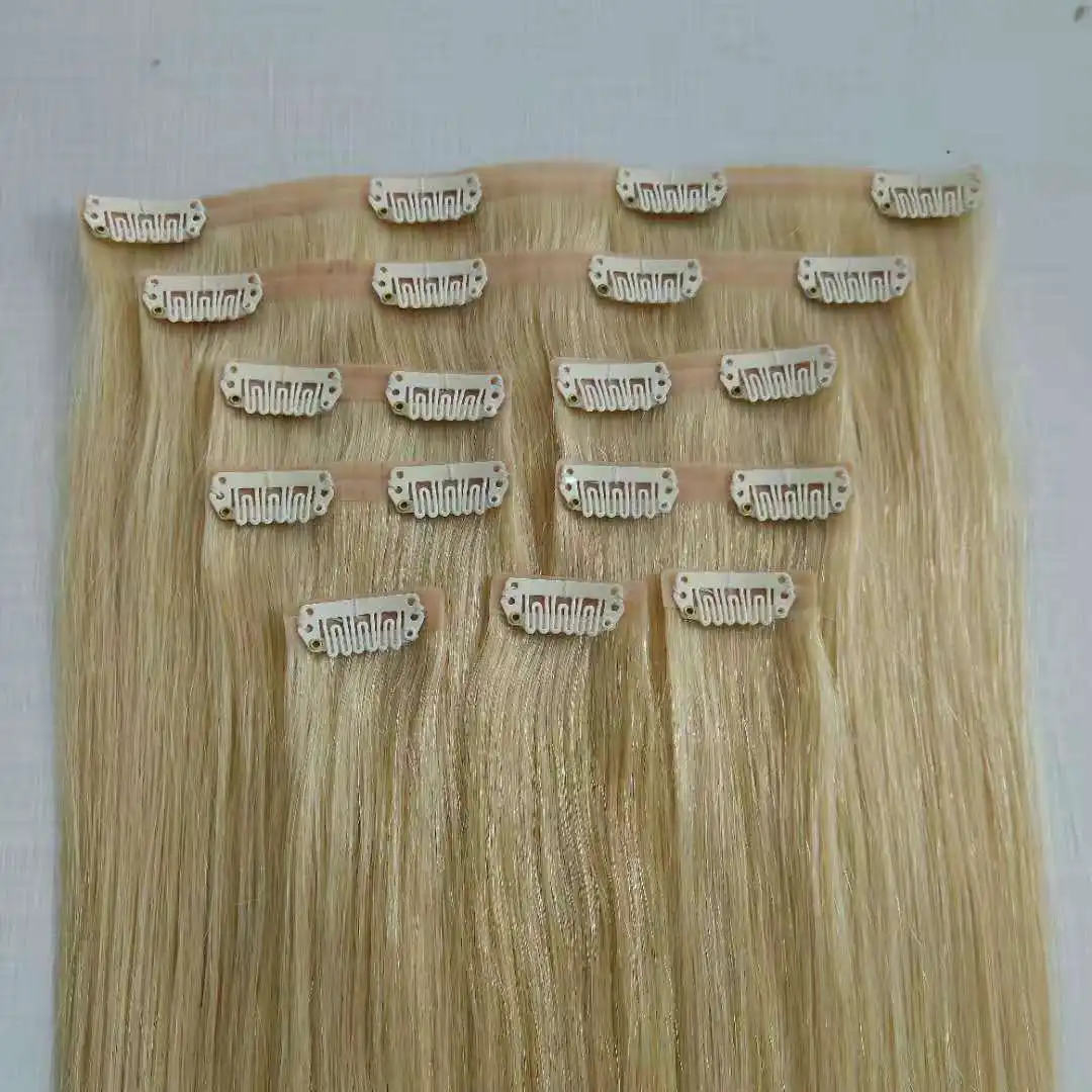 Bluelucky High Quality One Donor Full Head European Remy Seamless Clip Hair Extension