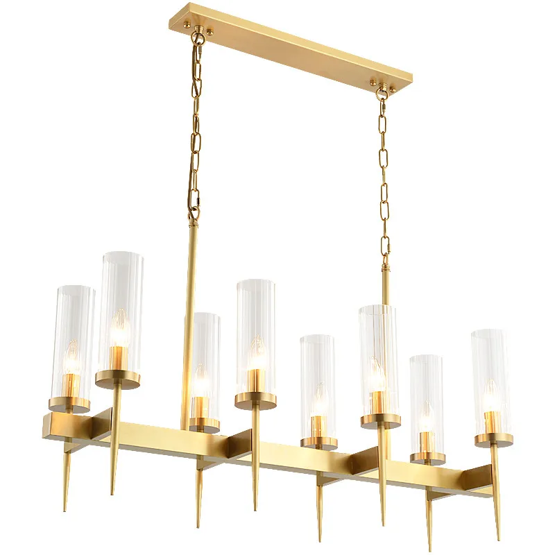 

Modern Gold Metal Pendant Lights Clear Glass Pendant Lamp Vintage Hanging Light For Hotel Hall Home Luxury Chandelier PA0604