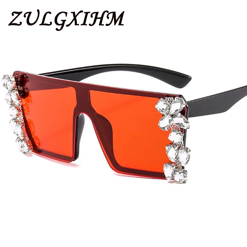 2020 Кристальные бриллиантовые негабаритные солнцезащитные очки для женщин
