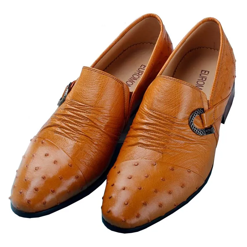 

ourui new true ostrich leather men business Casual shoes male shoes men shoes ostrich skin