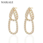Женские серьги-гвоздики с фианитом MAIKALE, серьги золотогосеребряного цвета в Корейском стиле, украшения для вечеринок