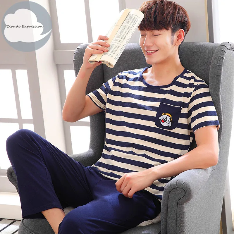 Мужская Хлопковая пижама комплект для пар повседневная одежда сна мужская