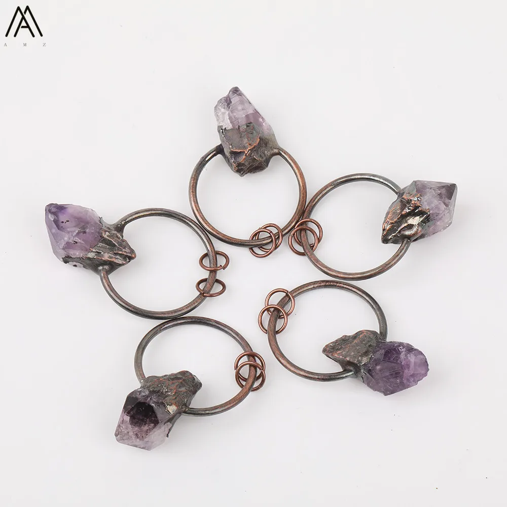 

Цепочка женская с подвеской из натурального аметиста, с бронзовыми краями, FZ-56AMAJ