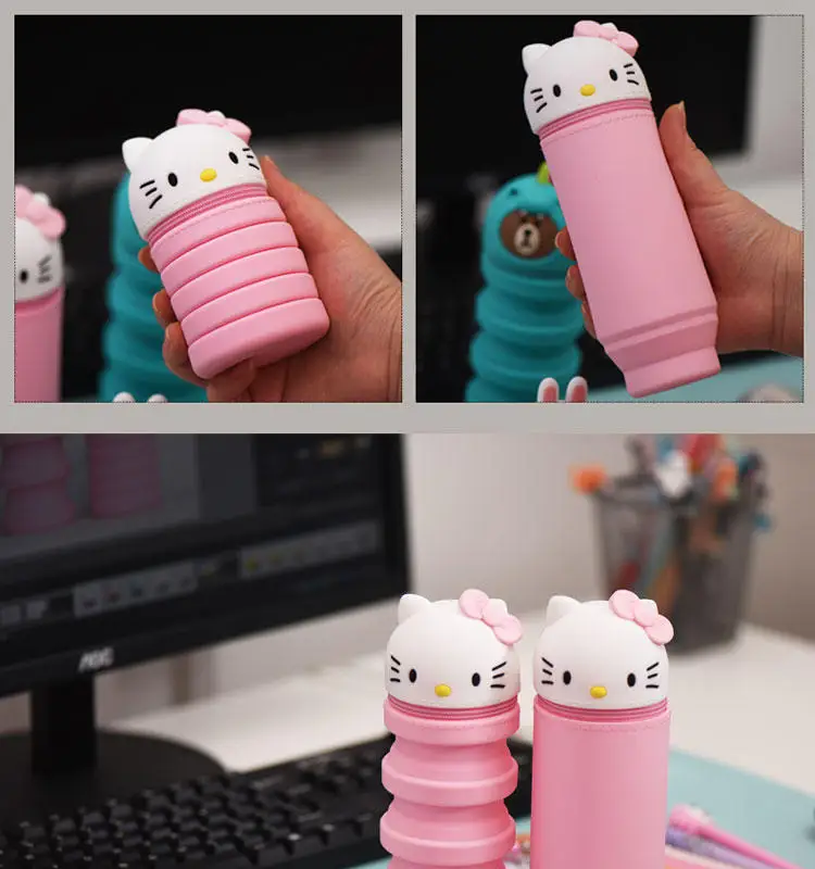 Kawaii, телескопический держатель для макияжа, ручка, сумка, канцелярские принадлежности, подарок, силиконовый красивый чехол, держатель для распечатки кистей, сумка для Wonman