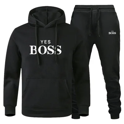 

Fashion European and American sweater new men's sweater hoodie solid color sweater suit casual sports suit