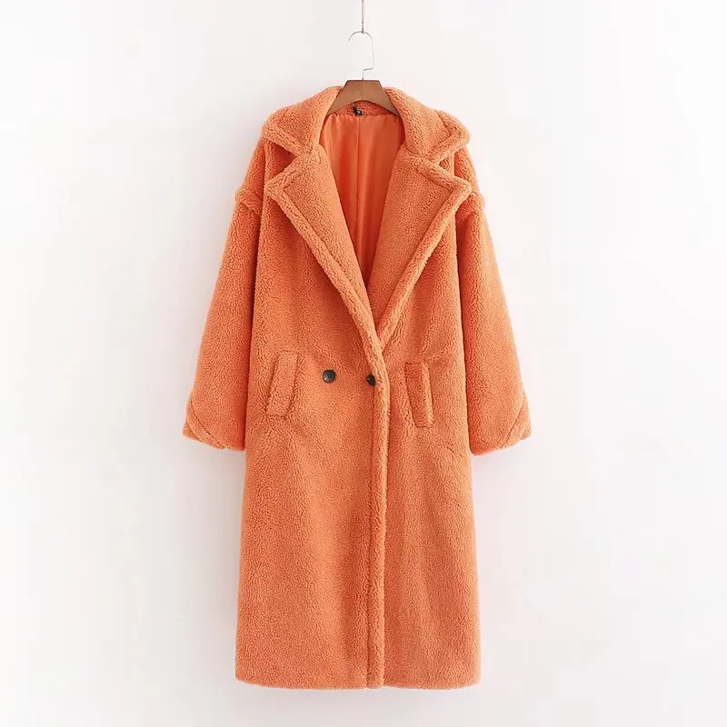 Faux Teddy Bear Wool All-In-One Coat European And American Warm And Thick Plush Cocoon Type Coat Thick Warm Long Jacket Women