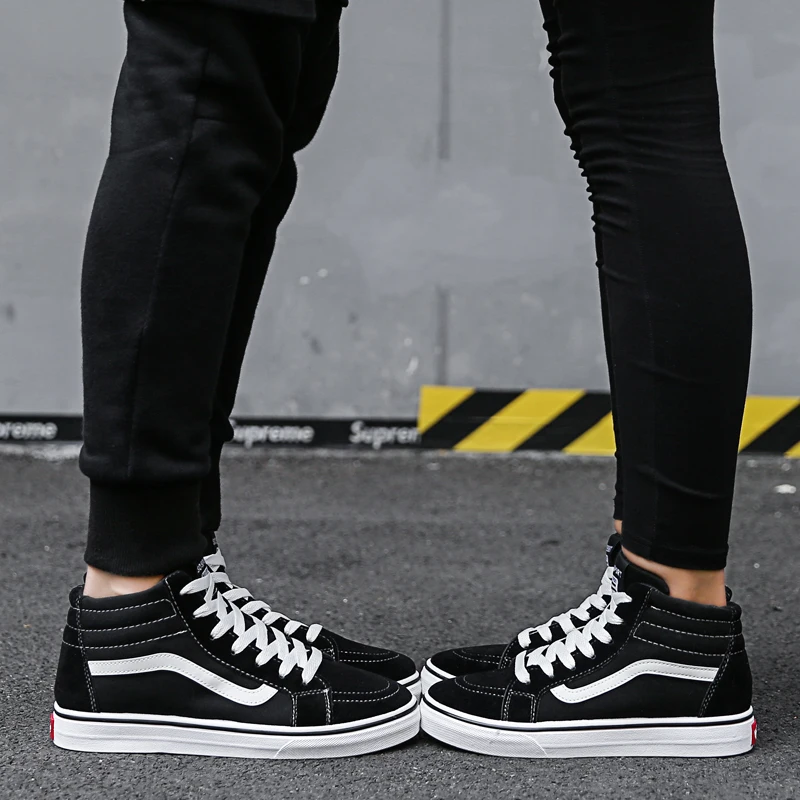 TRILEINO high top old skools CLASSICS MEN'S Checkerboard Vulcanized canvas shoes with fur mid sk8 Skateboarding sneakers | Обувь