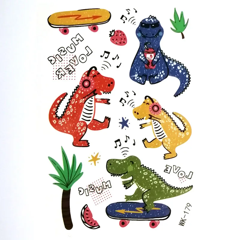 Временные татуировки в форме динозавра искусственные косметические наклейки