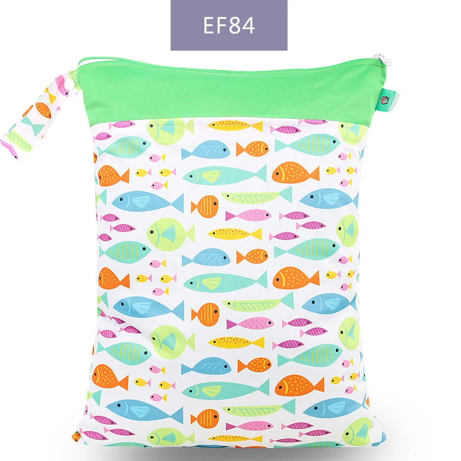 EF84-wet bag Elinfant 1 шт. многоразовая водонепроницаемая сумка для подгузников с модными принтами влажная сухая сумка для подгузников с двойным карманом тканевые сумки с ручками 30*40 см - Цвет: EF84-wet bag
