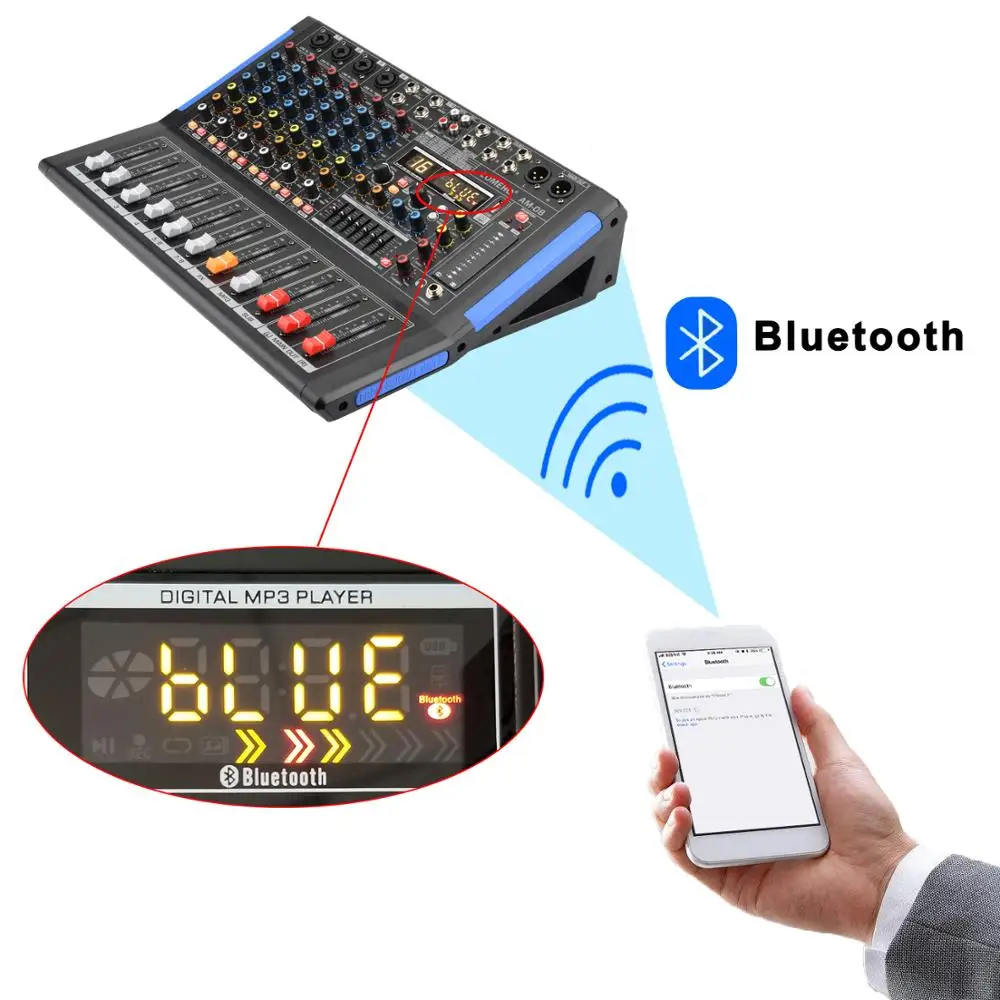LOMOEHO AM 08 4 моно + 2 стерео 8 каналов Bluetooth USB интерфейс компьютер запись 48 В Phantom