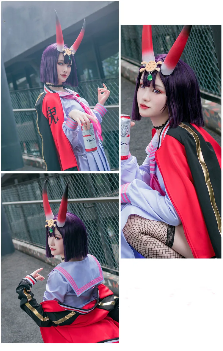 

2019 Fate/Grand Order Assassin Shuten-douji Cos Woman JK Sexy Sailor Uniform Cosplay Costume Halloween Top+Skirt+Necklace+Sock