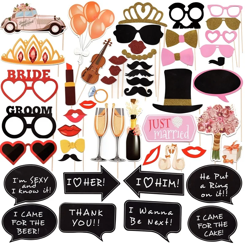 Фотошкаф Пропсы Свадебные Декорации Фотобудка Пропсы Детский Женский душ Празднование Декорация Фотошкаф Мистер и Миссис Только что поженились.