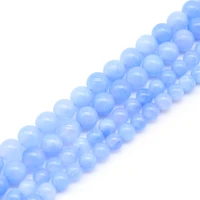 natural stone aquamarines beads round smooth loose spacer beads 15 strand 6810mm for jewelry making diy necklace bracelet