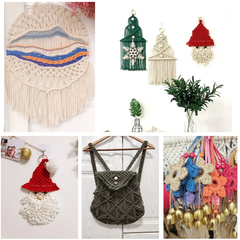 110 Ярд 3 мм макраме шнур хлопка красочные веревки бежевый витой ремесла Сделай Сам