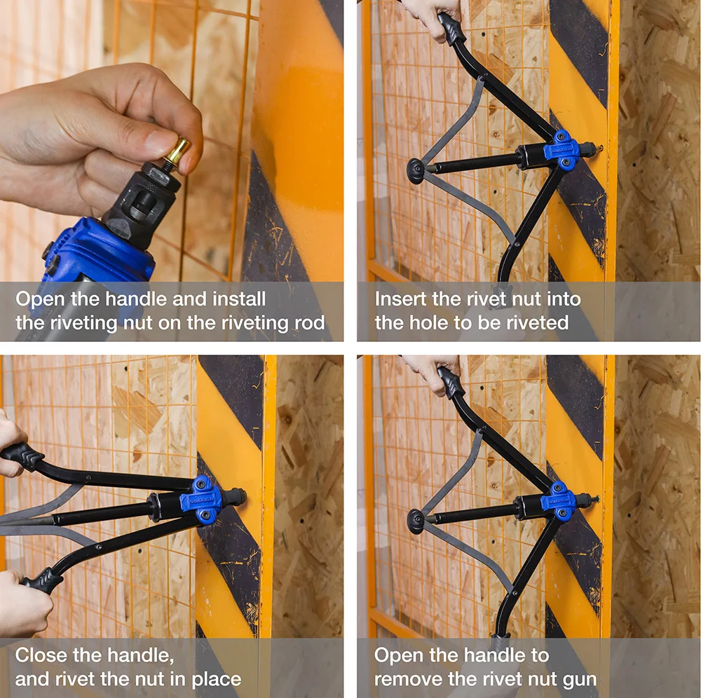 Ручной пистолет для заклепок WORKPRO Клепальный Инструмент с вставной гайкой