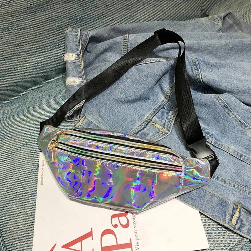 

Unisex TRAVEL WAIST FANNY PACK HOLIDAY MONEY BELT WALLET GLITTER BUM BAG POUCH Rainbow Zipper LGBT Sports Pockets
