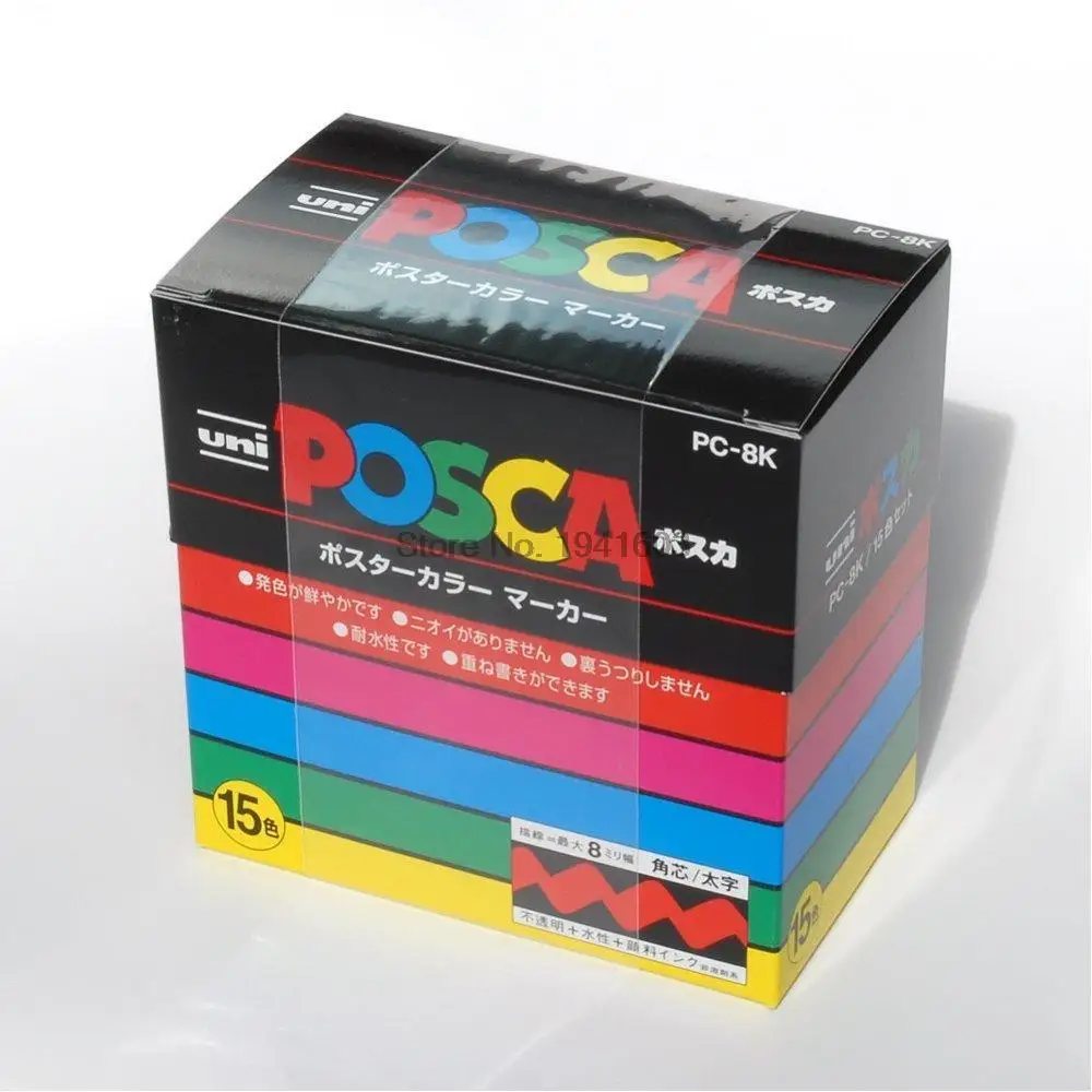 UNI POSCA PC-8K 15 видов цветов костюм 8 0 мм маркер поп плакат реклама граффити ручка