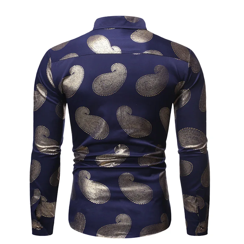 Мужская приталенная рубашка с принтом пейсли белая брендовая Классическая под