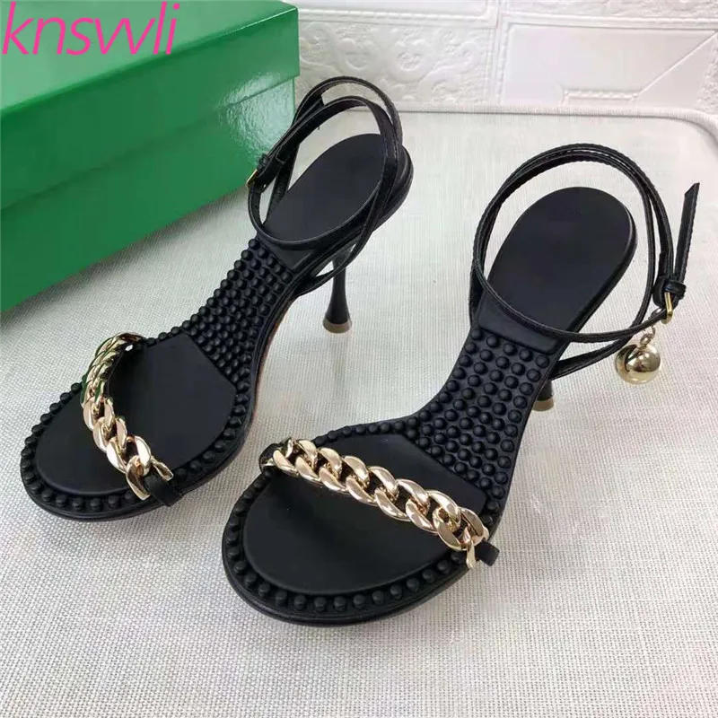 

Summer Sandals Women Gold Chain Ankle Buckle Strap Runway Party Shoes Women High Heels Gladiator Sandals Women Sandalias Mujer