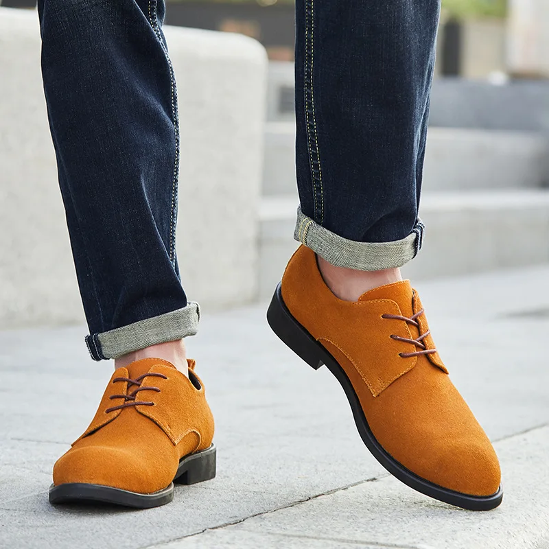 UPUPER Cow Suede Men's Leather Shoes Flat Comfortable Casual Oxfords Men Genuine Classic Sneakers Size 38-48 | Обувь