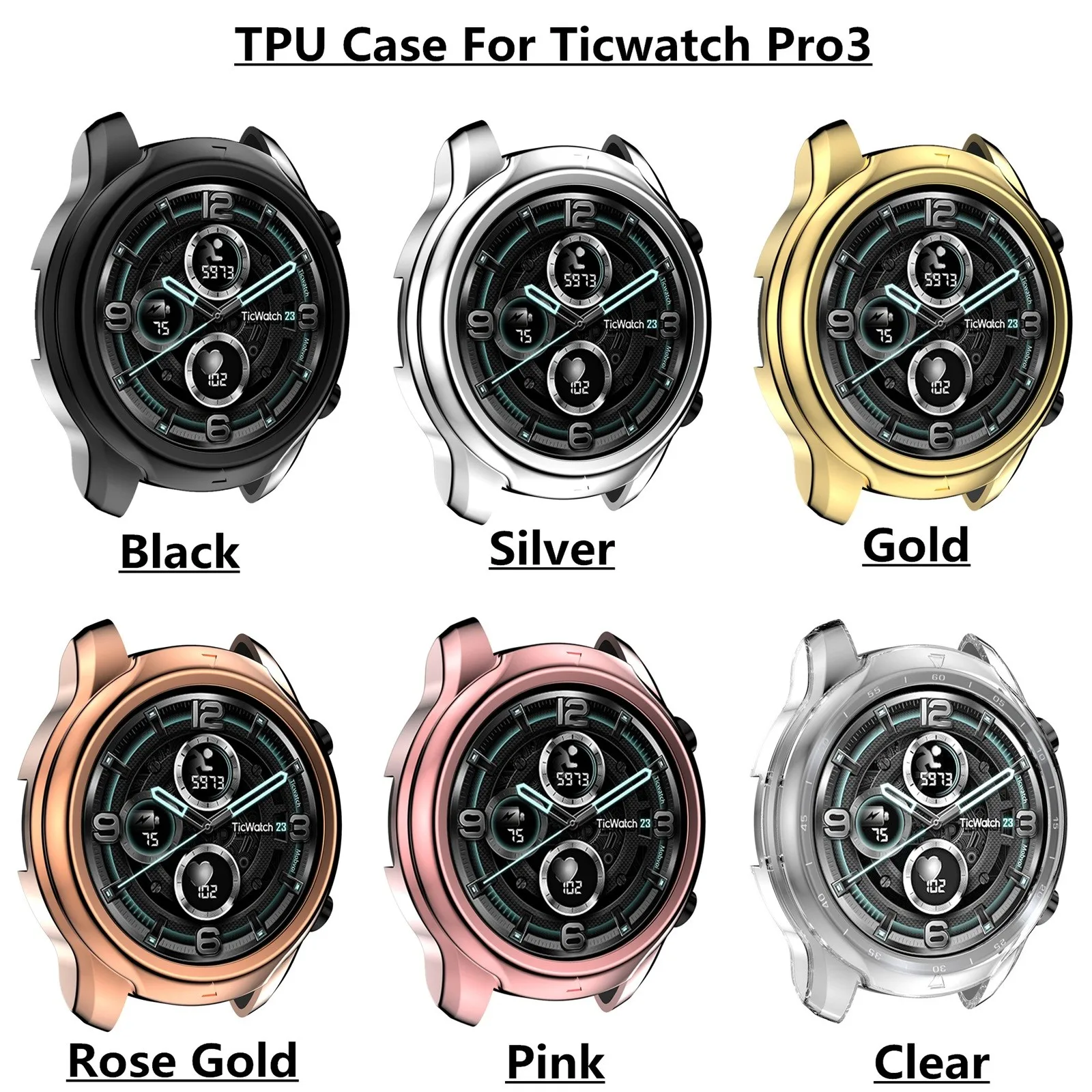

TPU Watch Case for Ticwatch Pro3 Smart Watch Protective Case Shockproof Anti-Scratch Coque Fundas Cover Protection Shell