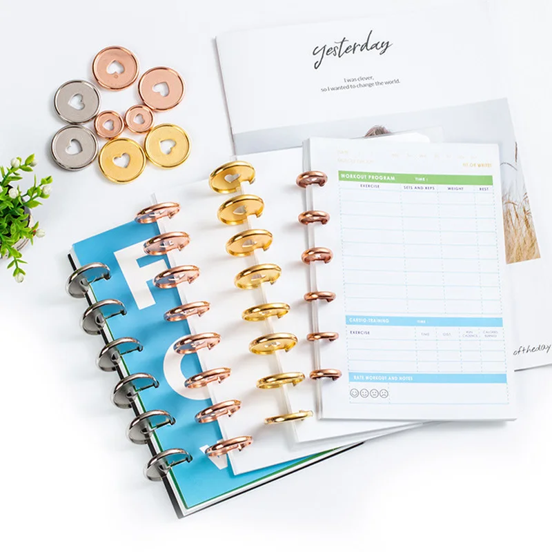 6 шт 35 мм красочные кольца для переплетения сердца с грибным отверстием свободное