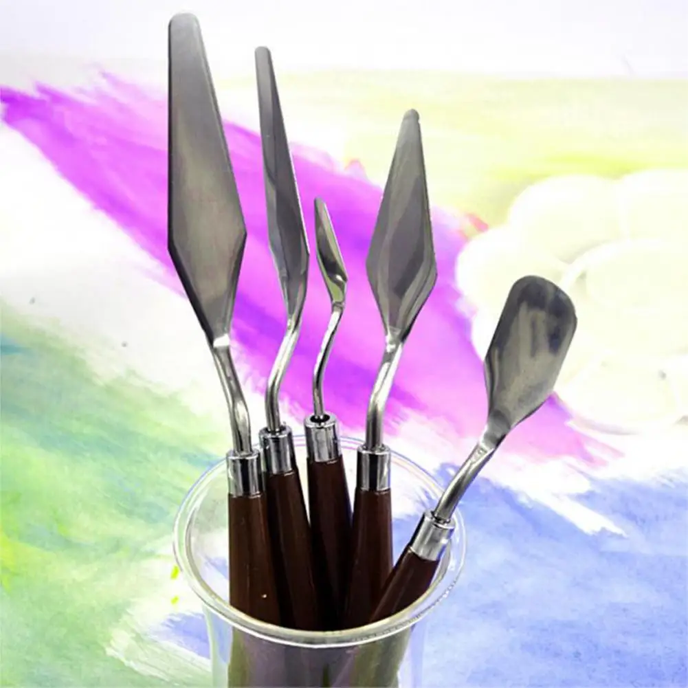 

5Pcs Stainless Steel Mixed Palette Knife Oil Painting Scraper Spatula Tools Painting Teaching Tools