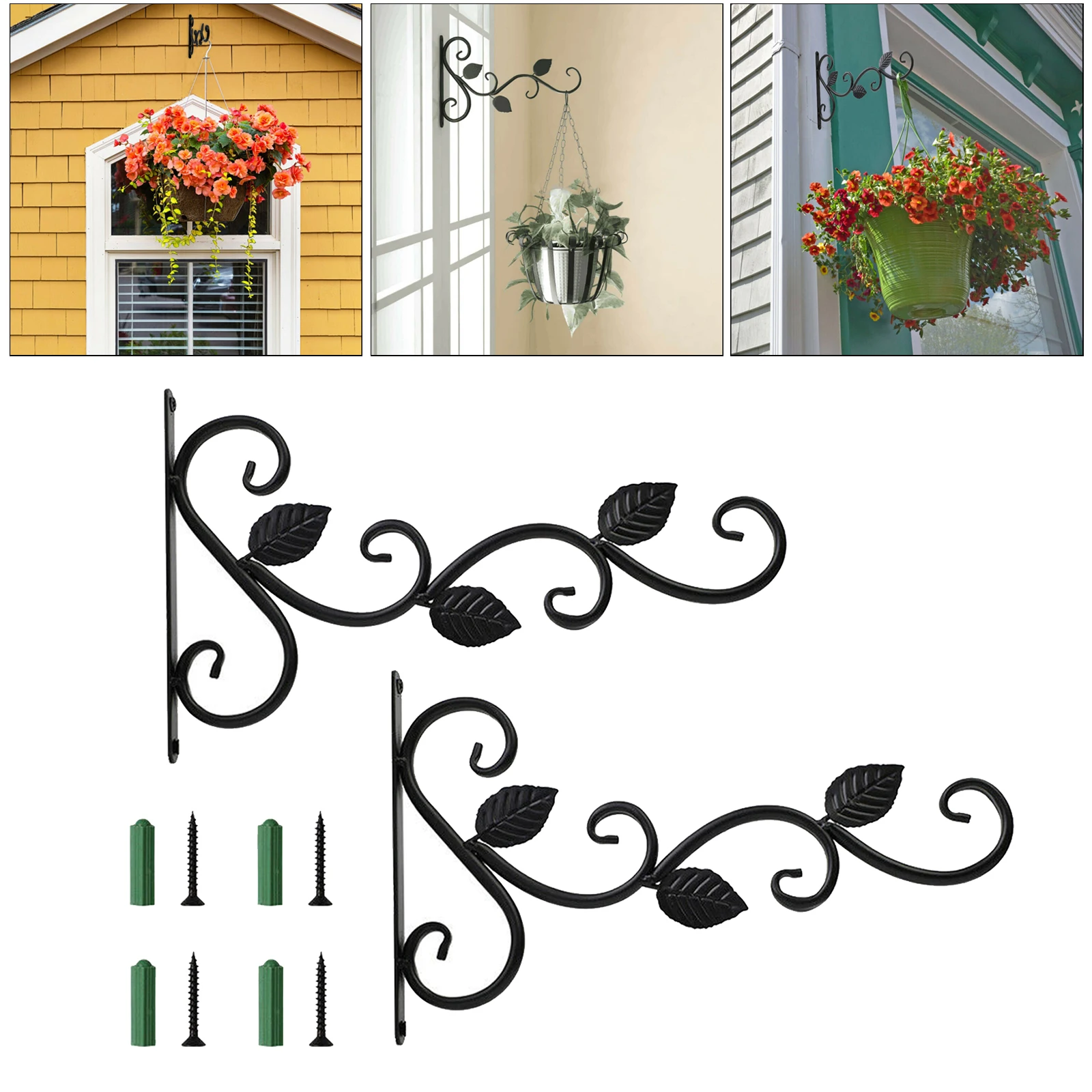 

Сверхмощные подвесные кронштейны для корзины, крючки в форме листа, подставка, держатель для цветочного горшка, палуба, крыльцо, гараж для ф...