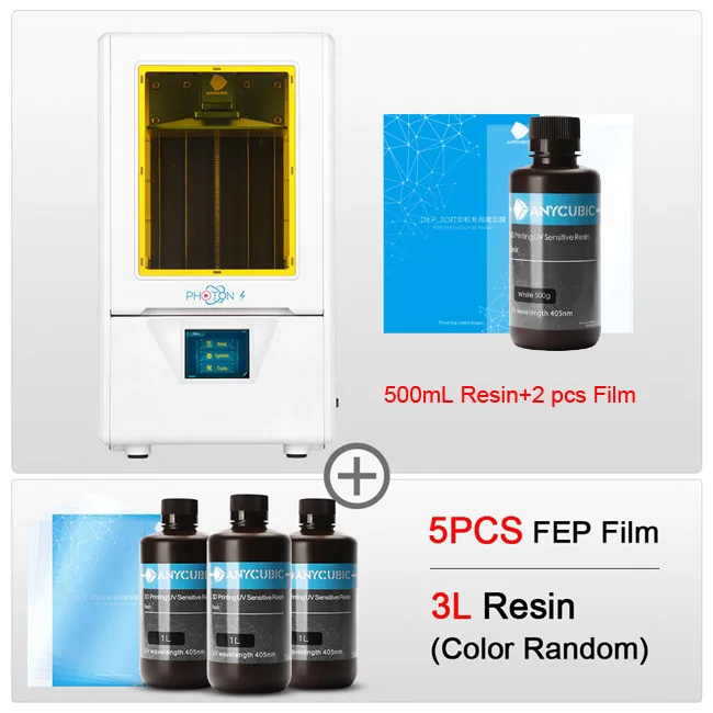 PhotonS add 3L 5FEP ANYCUBIC Фотон S 3d принтер смолы Sla 3d принтера Diy Kit 2K Экран UV светильник Настольный UV принтер impressora 3d impressora 3D - Цвет: PhotonS add 3L 5FEP