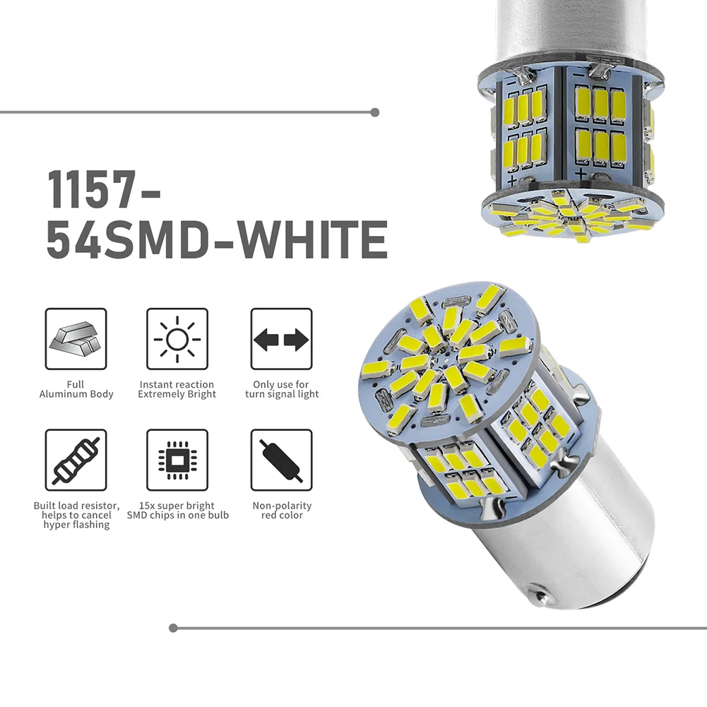 

2 шт., Автомобильные светодиодные лампы Canbus1156 1157 1080LM 6000K 2835 54SMD