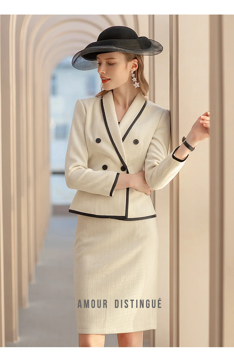 2021 Blazer Pencil Skirt Suits Women 2 Piece Set Elegant High Quality Luxury Designer Office Ladies Formal Business Work Clothes