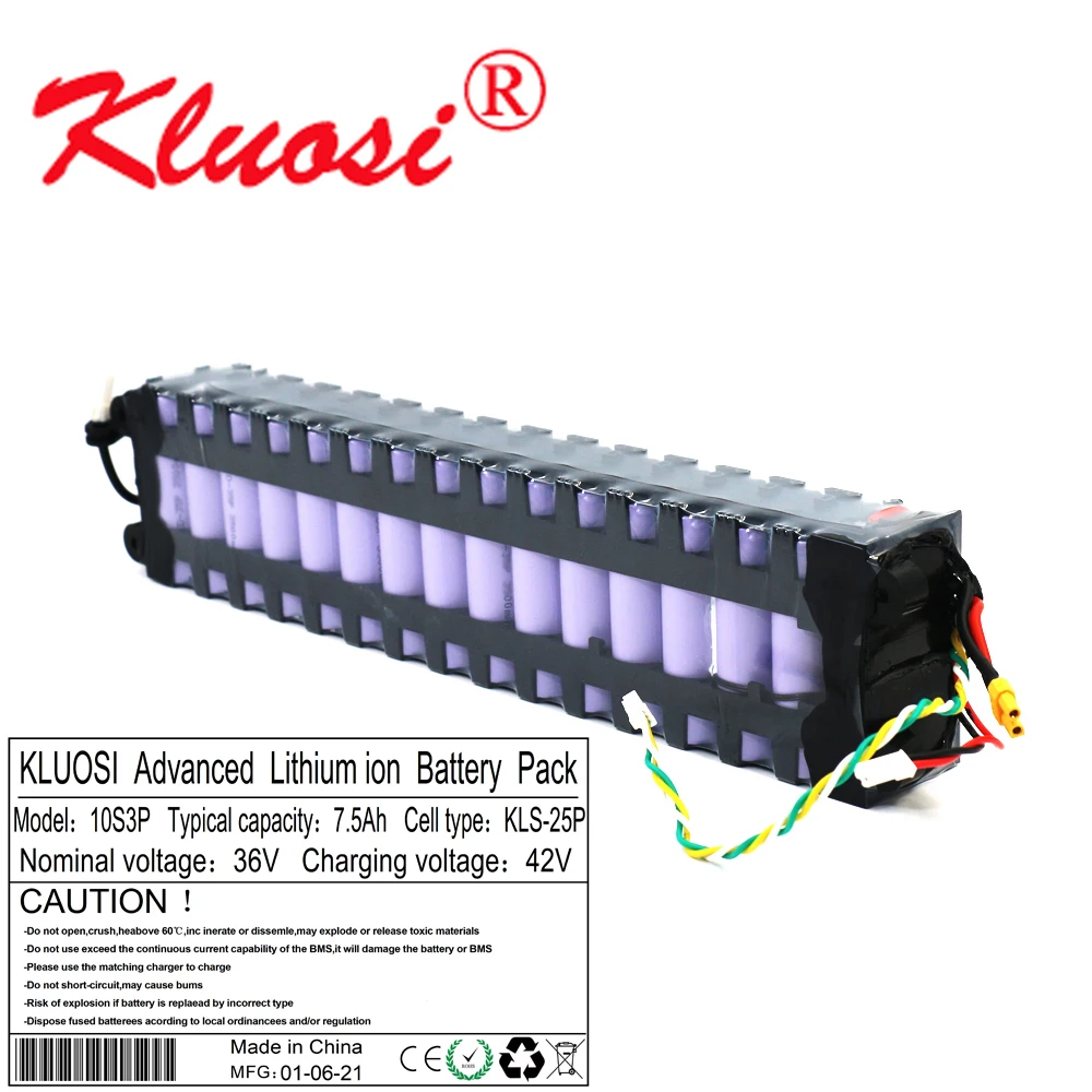 

KLUOSI 36V 7.5Ah 8Ah 10S3P Lithium Battery Pack for Xiaomi Mijia M365 Scooter with Communication Connector Match with Original