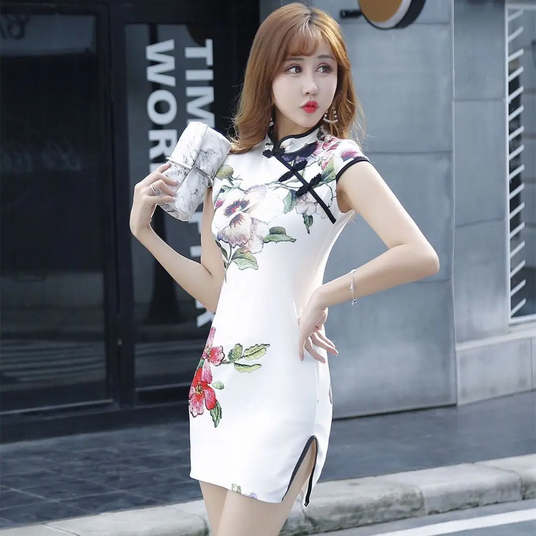 Женское платье Ципао с коротким рукавом в китайском стиле|Чонсамы| |