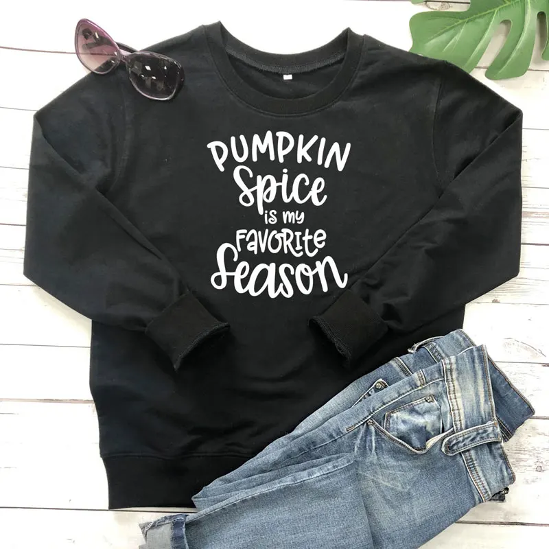 Повседневный свитер с длинными рукавами и принтом тыквы специй пуловер надписью