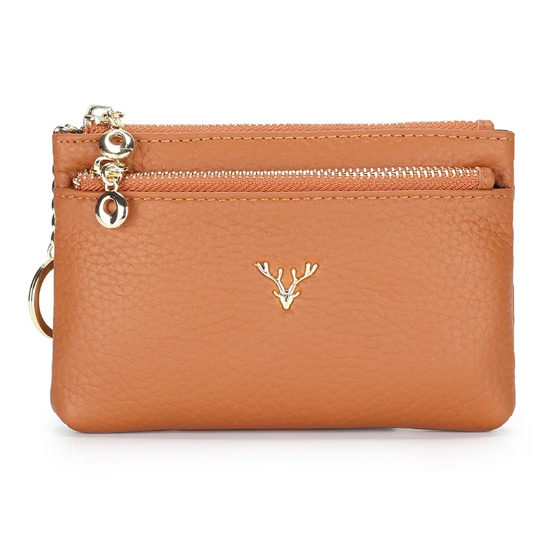 

New Arrivals Cowhide Leather Coin Purse Dropshipping Multi-function Women Key Ring Bag Fashion Style Zipper Pocket For Ladies