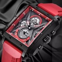 bersigar mens watch rectangular watches for men barrel type quartz fashion luxury sports waterproof chronograph silicone strap