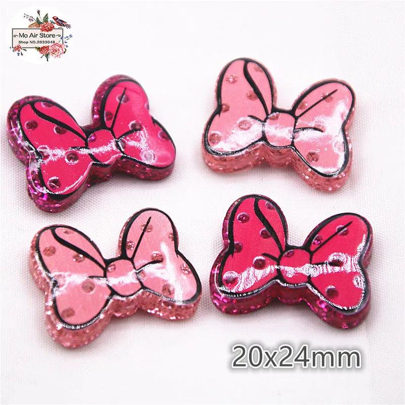 

10 шт., розовый/ярко-розовый Кабошон с бантом