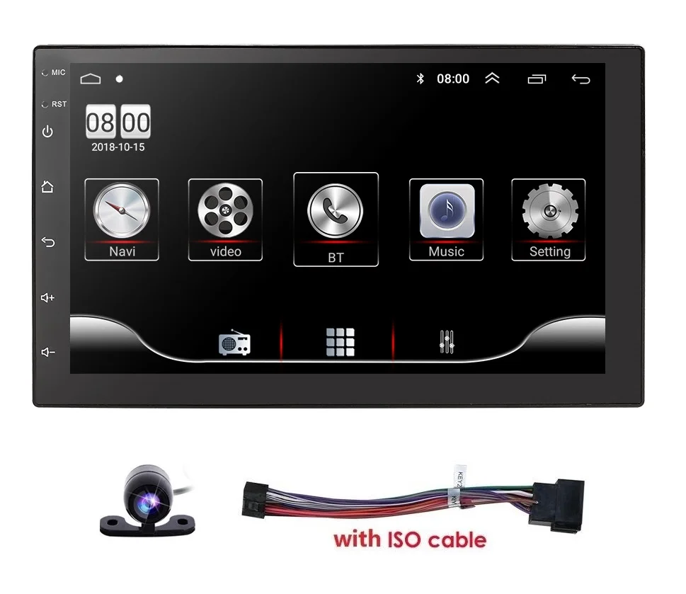 ISOCable Camera3 Универсальный 2 din Android 9,0 четырехъядерный автомобильный мультимедийный плеер gps Wifi BT Радио 4G SIM сеть 1024*600 SWC DAB Mic USB Navi карта - Цвет: ISOCable Camera3